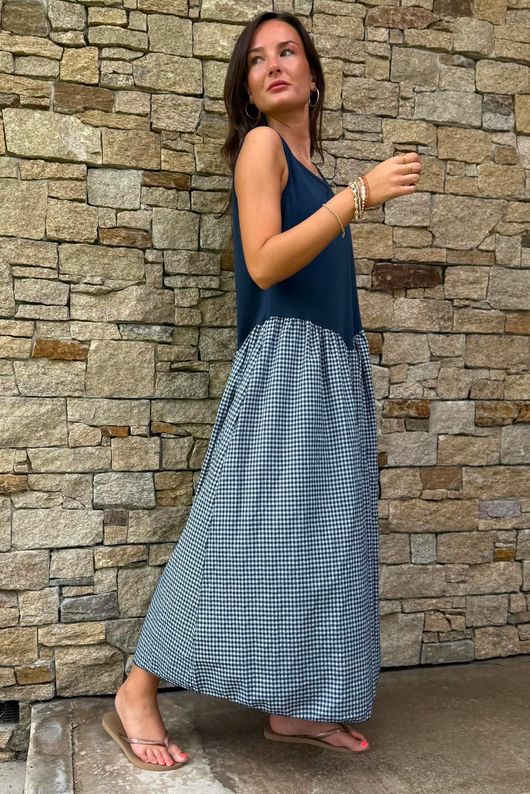 Arbi Gingham Magic Sundress Navy
